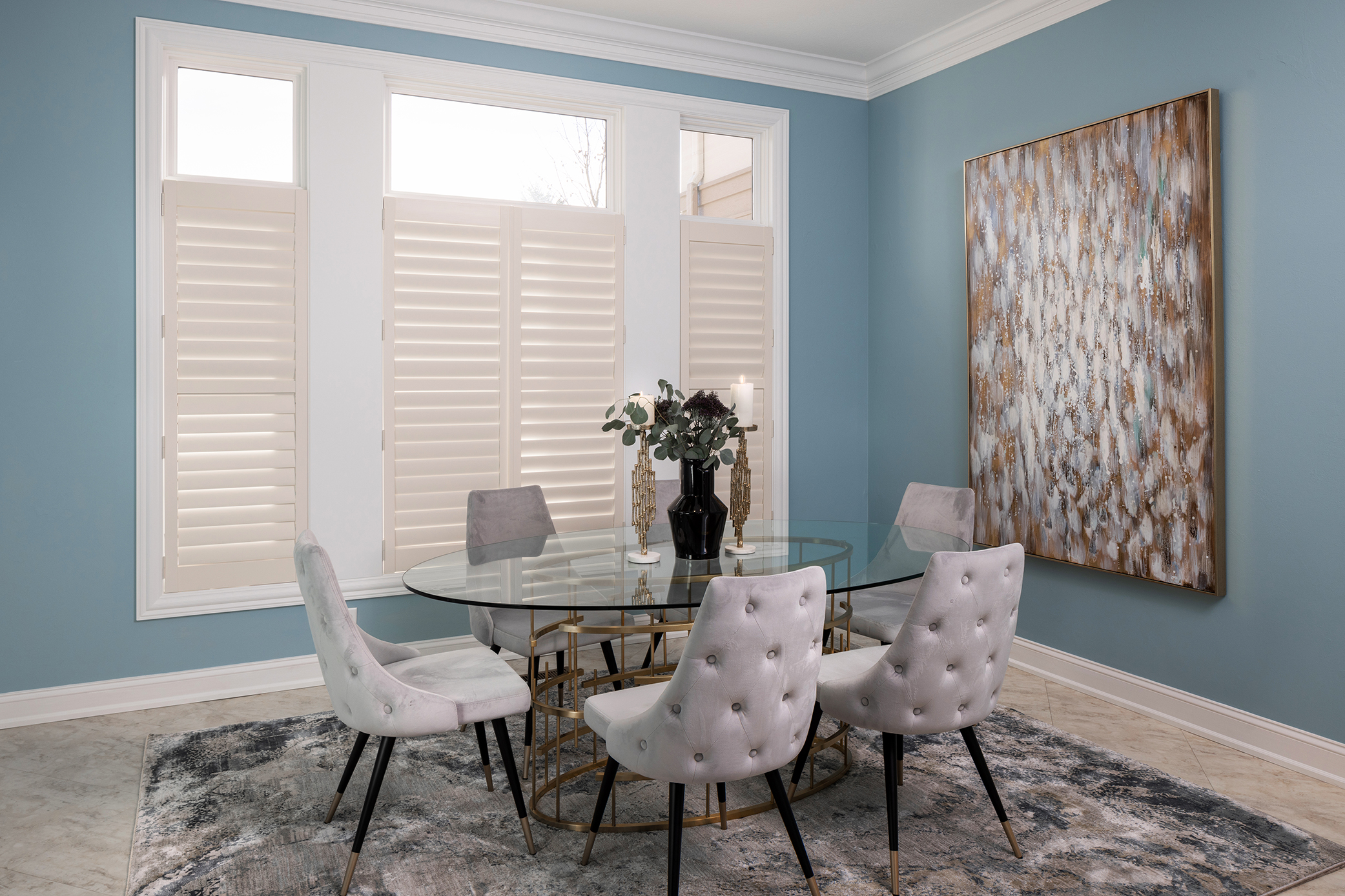 Leduc Designs - Decorating Den Interiors Uxbridge, ON Interior Dining Room Decorator.